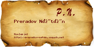 Preradov Nátán névjegykártya